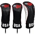 USA Golf Head Covers for Driver & Fairway Woods - Premium Leather Headcovers, Designed to Fit All Woods and Drivers