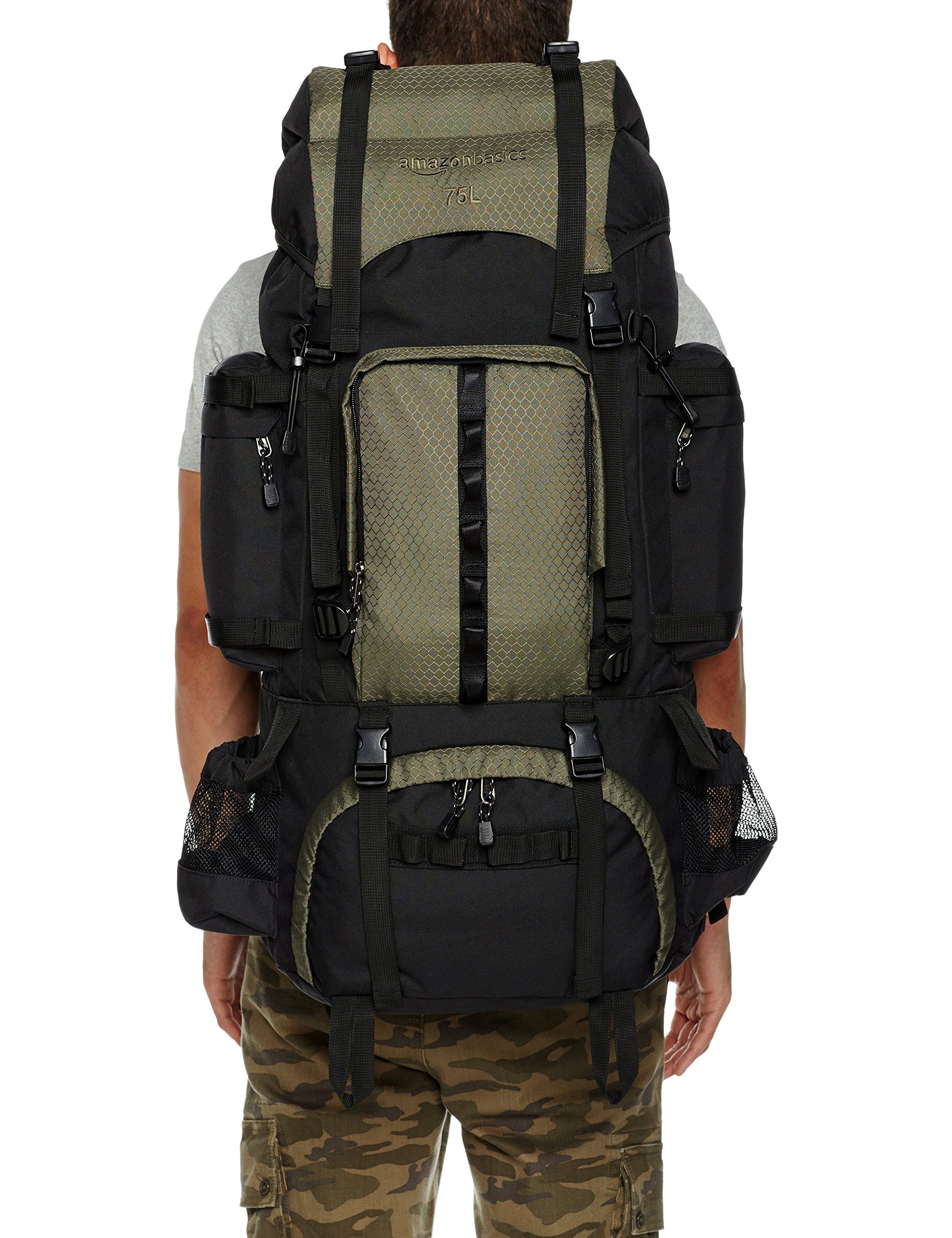 Hiking Backpack Internal Frame with Rainfly 75 L Large SleepingBag