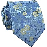 Elfeves Men's Tie Cravat Jacquard Luxury Small Floral Pattern Wedding Necktie