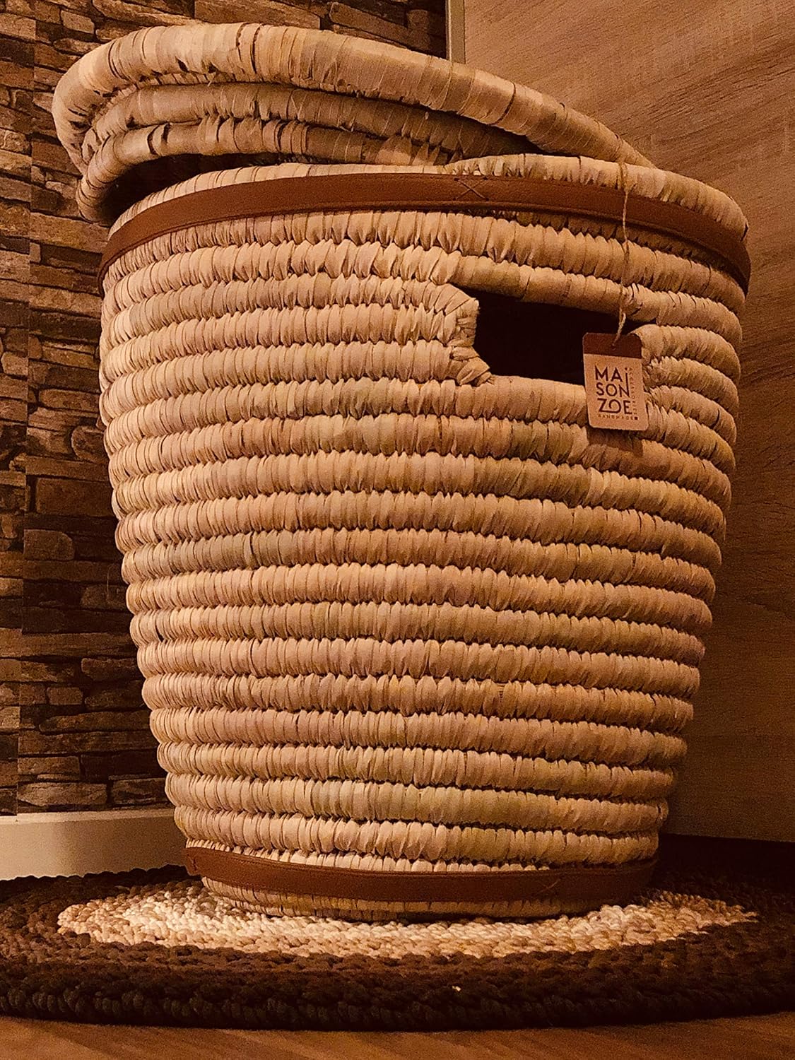 Maison Zoe Cesta de Palma Grande con Tapa ecológico y sostenible 100%