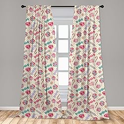 Lunarable Colorful Window Curtains, Yummy Lollipop