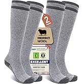 Merino Wool Compression Socks for Women Men (2/3 Pairs) Knee High Winter Thermal Thick Warm for Nurse Pregnant Travel