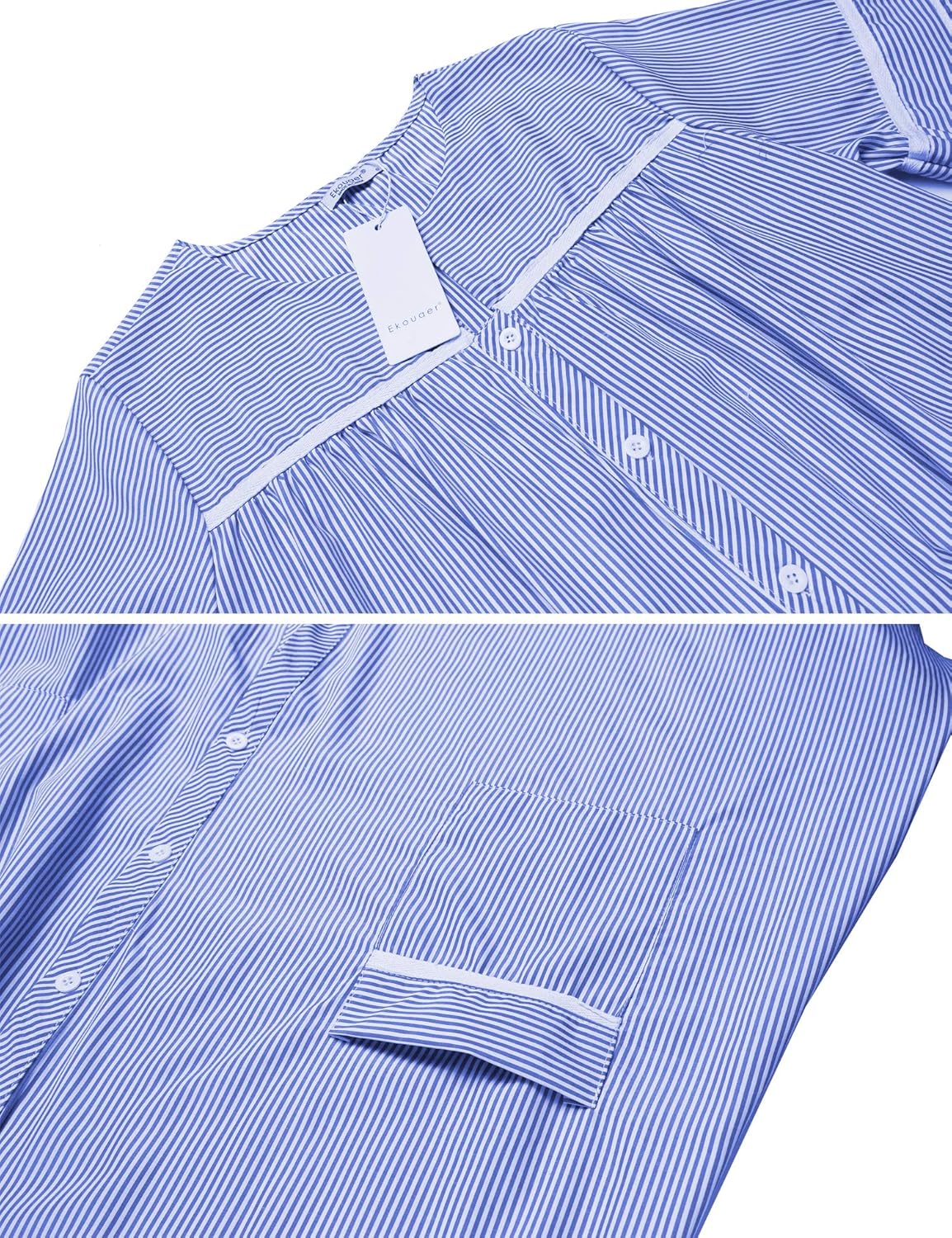 Ekouaer Women's Striped Sleepwear Button Down Duster Short Sleeve House Dress Nightgown S-XXL at  Women’s Clothing store