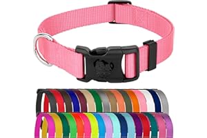 COUNTRY BROOK DESIGN Country Brook Petz - American-Made Dog Collar for Large, Medium, and Small Dogs and Puppies - Deluxe Heavy Duty Nylon in 33 Dazzling Colors (Medium, 3/4 Inch Wide, Pink)