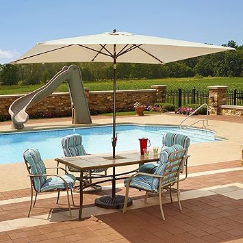 Amazon Com Adriatic 6 5 Ft X 10 Ft Rectangular Market Umbrella In Champagne Olefin Patio Umbrellas Garden Outdoor