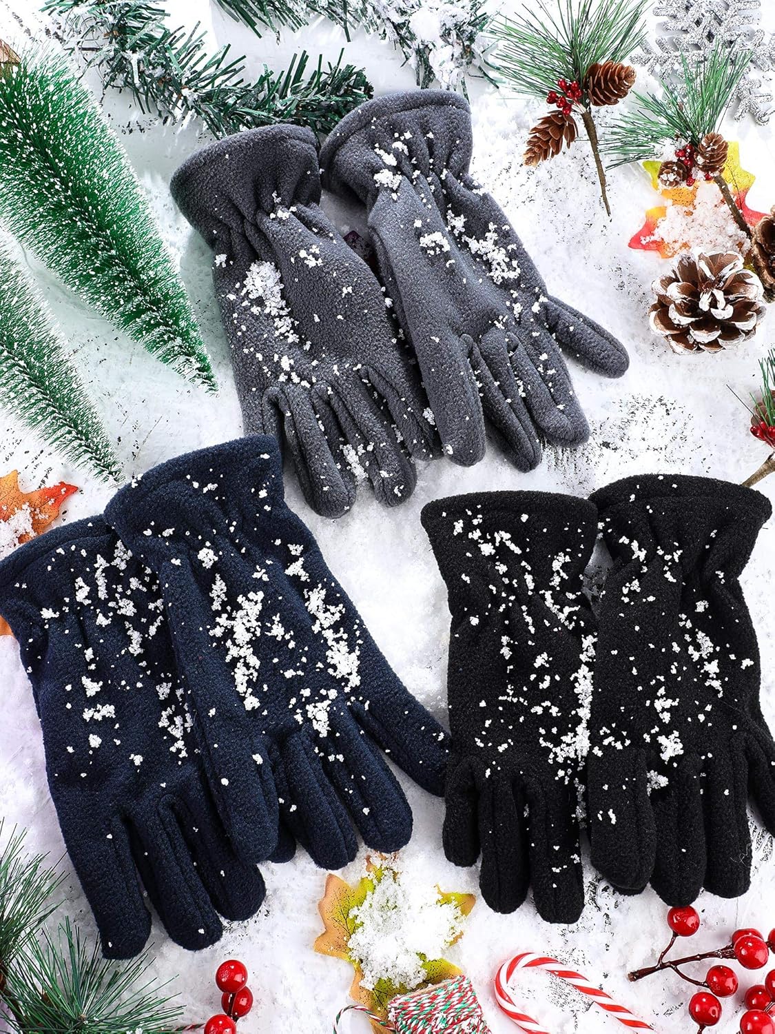 3 Pairs Kids Fleece Gloves Full Fingers Gloves Winter Soft Warm Gloves for Boys Girls Outdoors Activities Supplies: Clothing