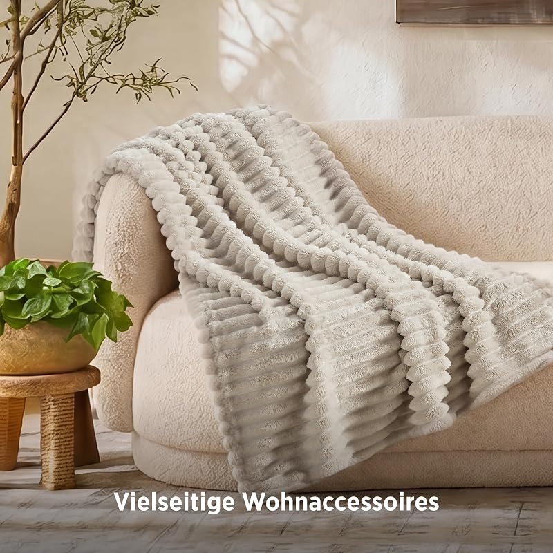 Kuscheldecke 150x200 Zimmer Deko - Tagesdecke, Beige