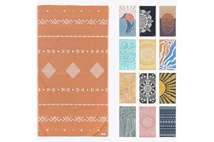 FESHKA Sand Free Turkish Beach Towel (37 x 67) Quick Dry Bath Towel, Oversized Beach Blanket, Lightweight for Travel - Made with 100% Organic Turkish Cotton - Gingerbread (Rust)