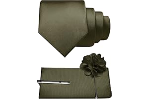 JEMYGINS Formal Necktie Solid Color Tie and Pocket Square with Tie Clip Lapel Pin Sets for Men 4PCS
