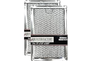12-Layer Air Filter Factory 5" x 7.5" Pull Tab Microwave Grease Filter Replacements For Many GE, Frigidaire, Magic Chef & LG Microwave Oven Models Filter Set Of 2 (Pull Tab Short Side)