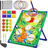 TOY Life 3-in-1 Dinosaur Cornhole &amp; Ring Toss, Backyard Party Game Kids | Also plays as a golf chipping target, carnival-style fun, birthday gift for boys, develops hand-eye coordination