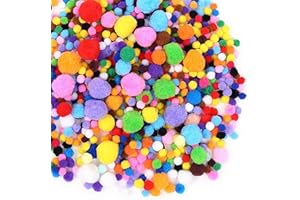 Psiokimi 2000 Pcs Pom Poms, Pompoms for Crafts, Multicolor Fluffy Soft Pompom Balls Felt Balls for DIY Craft Art Creative Dec