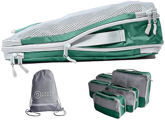 TRAVEL DUDE Packwürfel Set mit Kompression | Packing Cubes | Packtaschen Set & Gepäck Organizer für Rucksack & Koffer | Extra