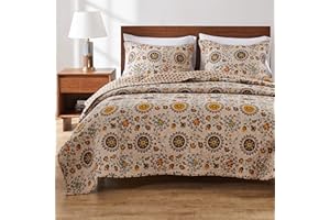 GREENLAND HOME FASHIONS Greenland Home Andorra 100% Cotton Reversible Suzani Quilt Set, King/California King (3 Piece)