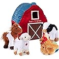 Plush Creations Talking Plush Farm Animals for Toddlers with A Plush Barn House Carrier, Animal Farm Set Includes 4 Soft Cuddly Plush Stuffed Animals, A Plush Cow Plush Horse Plush Lamb Plush Rooster