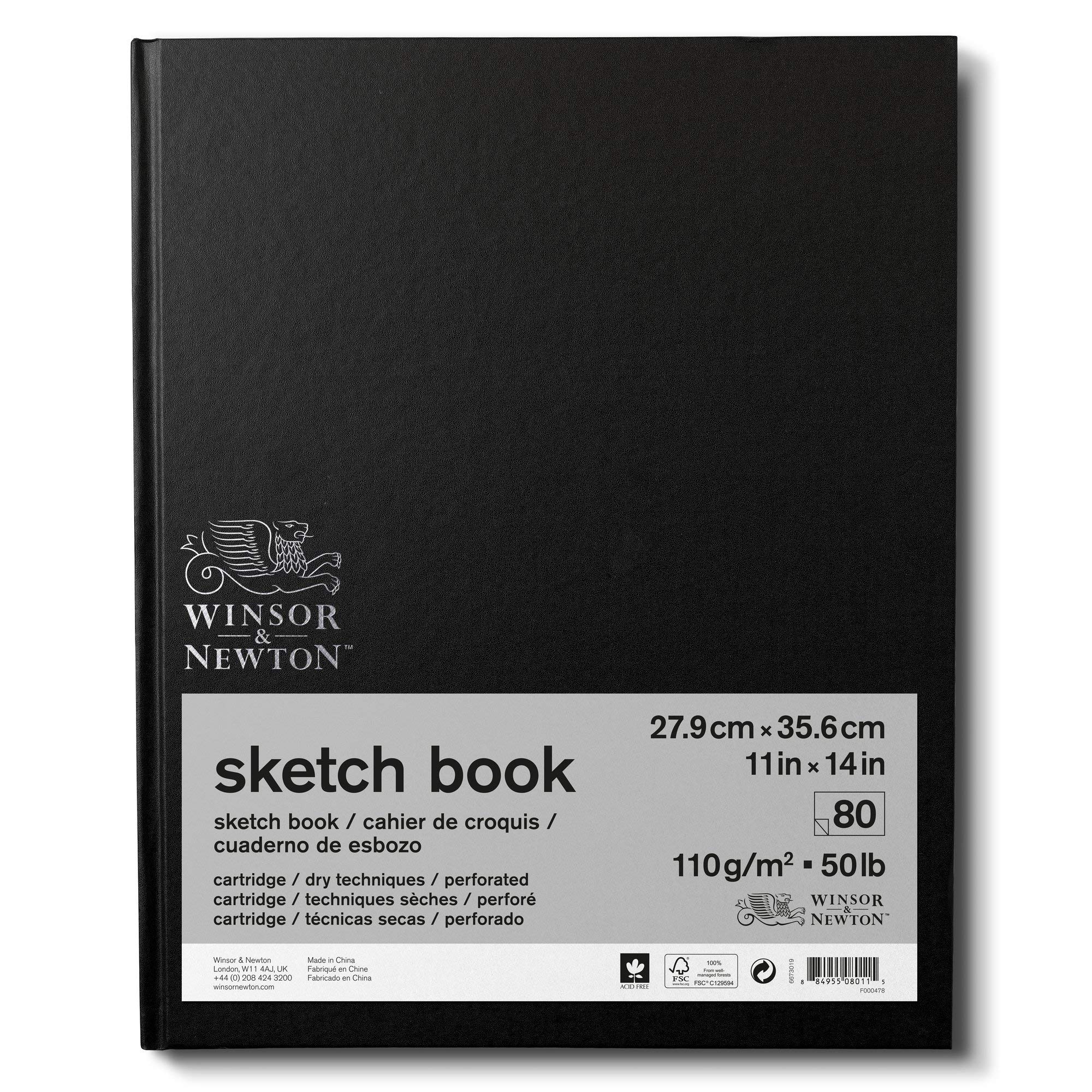Winsor & Newton Sketchbook, Paper, Natural White, 27,9 x 35,6 cm-80 Blatt Skizzenpapier im Block