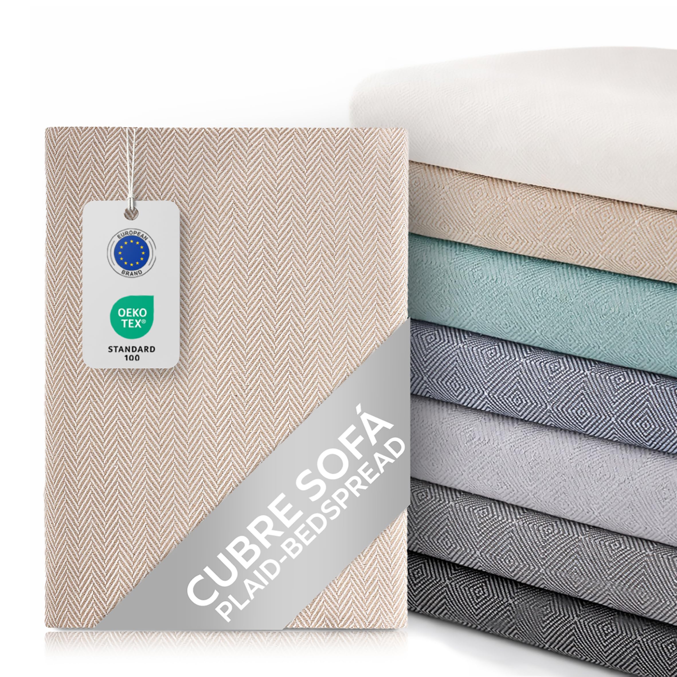 textil-home Throw Blanket Protector sofa MARTINA Bed Cover - 130x180 cm - for 1 seater sofa cover, Sofa Cover Protector. Camel