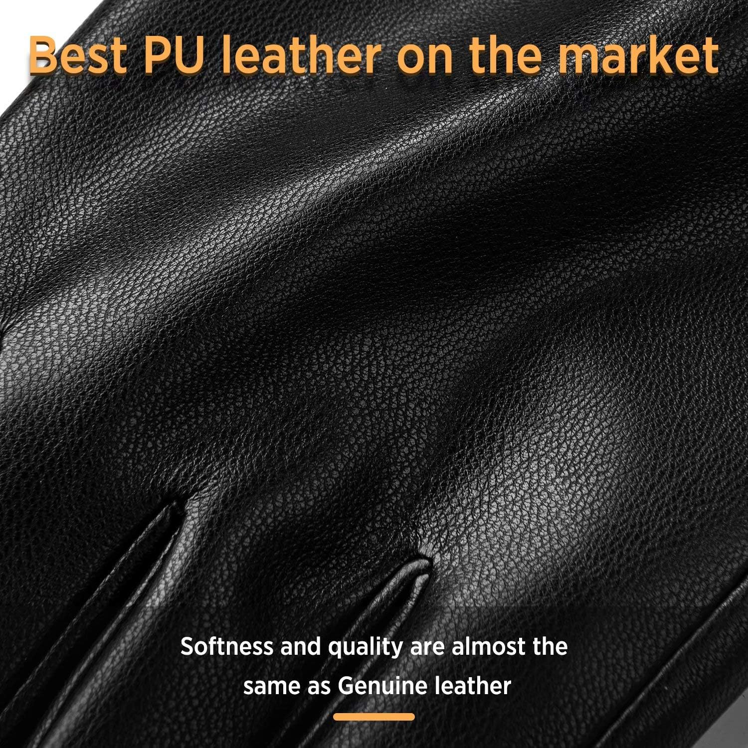 Winter PU Leather Gloves For Women, Warm Thermal Touchscreen Texting Typing Dress Driving Motorcycle Gloves With Wool Lining at  Women’s Clothing store