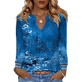 LUYAA Womens Long Sleeve Tops V Neck Dressy Casual Blouses Loose Fit Tunic Tops Fashion Fall Clothes 2025 S-3XL
