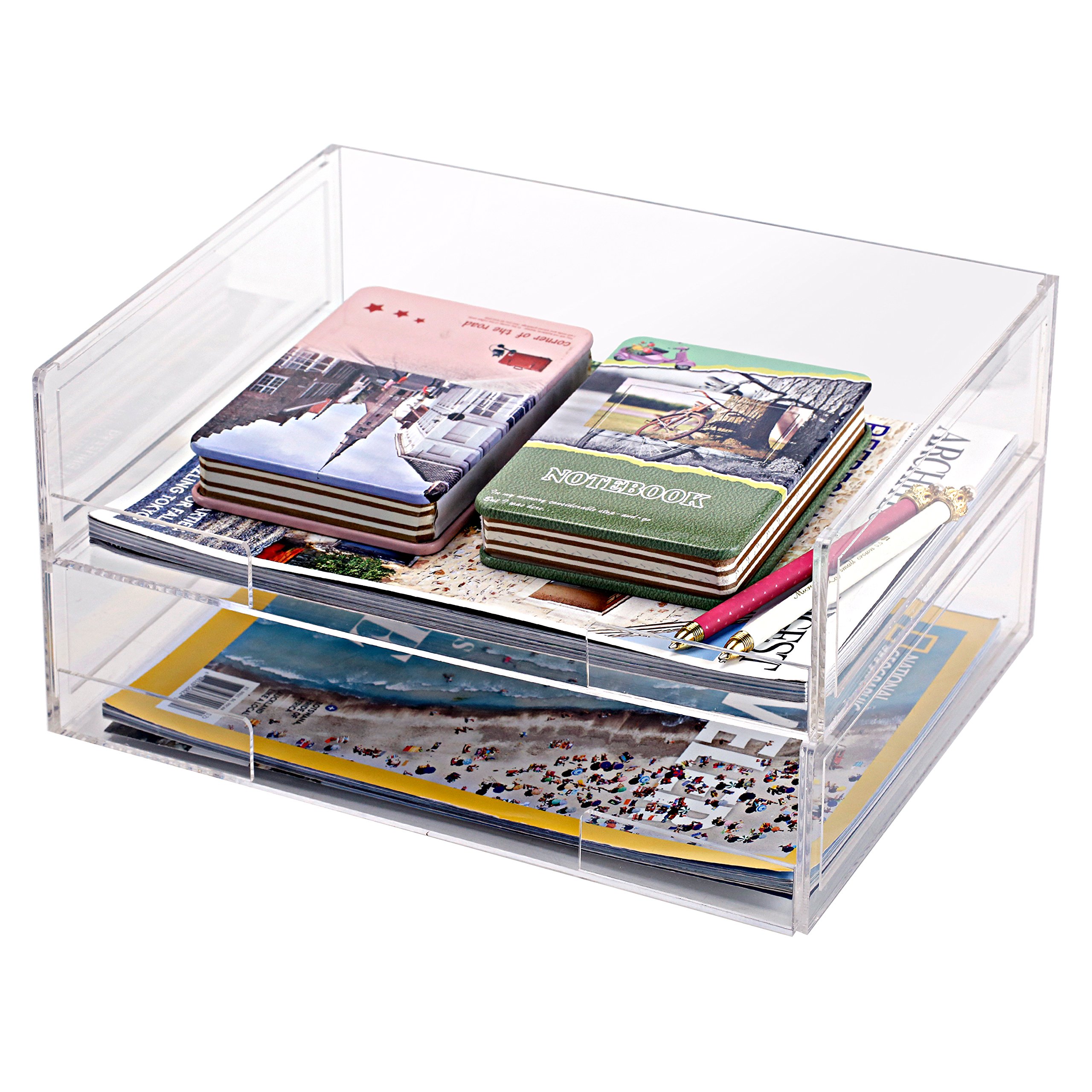 Deluxe Stacking Clear Acrylic Document Paper Trays, Desktop Organizer