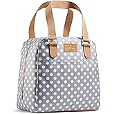 Fit & Fresh Lunch Bag For Women, Insulated Womens Lunch Bag For Work, Leakproof & Stain-Resistant Large Lunch Box For Women With Containers, Zipper Closure Minneola Bag Grey Dot