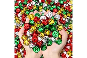 Jinei 500 Pcs 1 Inch Christmas Jingle Bells for Craft Multicolor Christmas Bells Bulk DIY Hanging Vintage Bells Charms for Xmas Wreath Decor Holiday Festival Home Decoration (Multicolored)