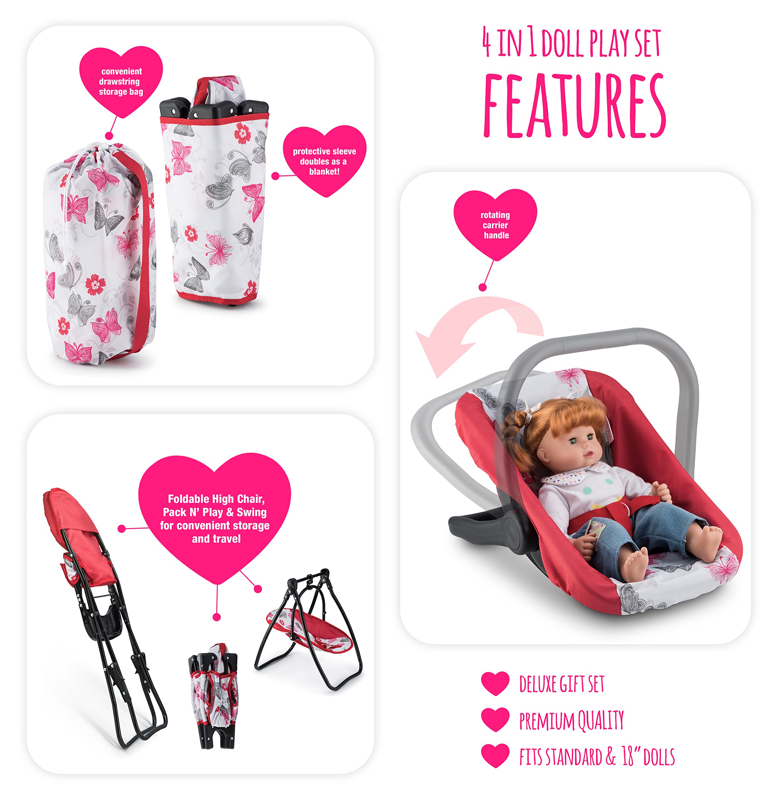 Litti Pritti 4 Piece Set Baby Doll Accessories Includes Baby Doll