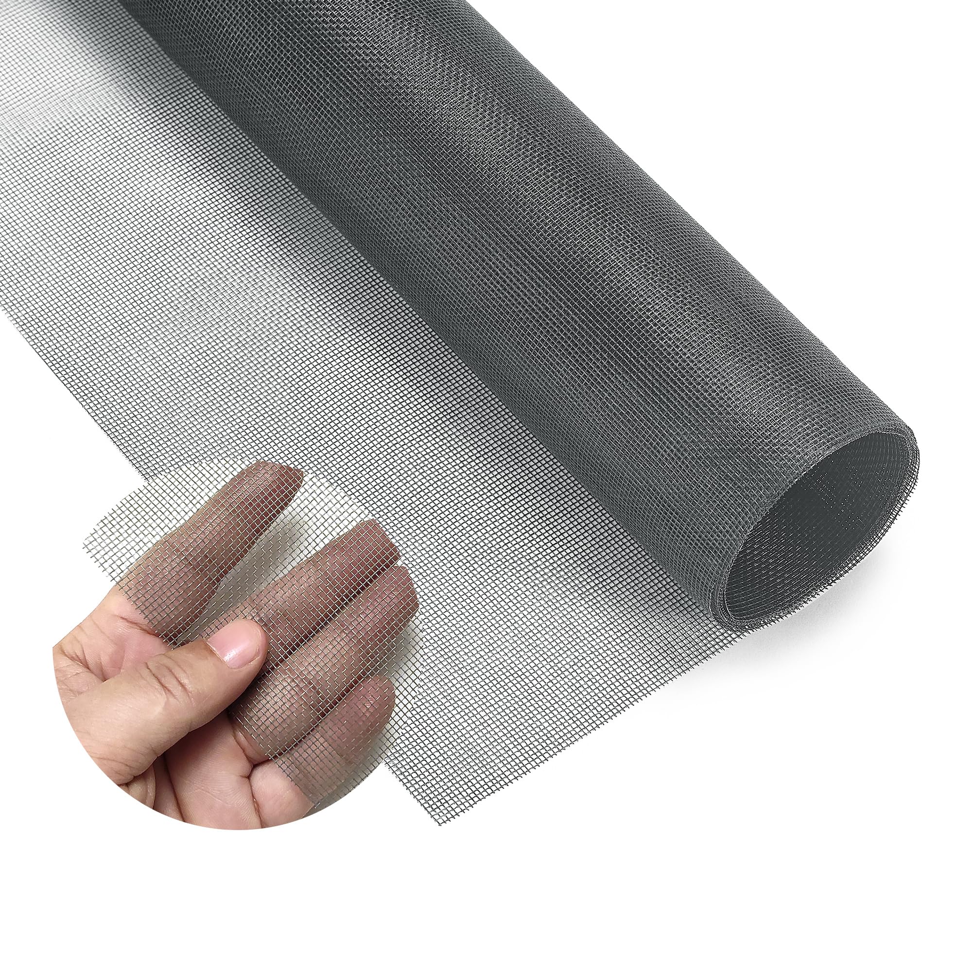 Window Screen Mesh 120 x 250cm Fiberglass Fly Screen Cuttable Mesh Replacement, Flies Mosquitoes Bugs Net for Windows Doors Patio (Grey)