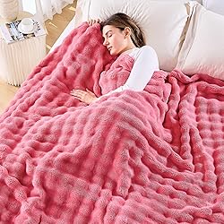 NEWCOSPLAY Queen Blanket for Couch Coral Pink Super