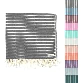 Sand Cloud Turkish Beach Towel - Sand Resistant &amp; Quick Dry Towel | 100% Certified Organic Turkish Towel - Bath Towel or Beach Blanket for Picnic - As Seen on Shark Tank - Gocek (Black)