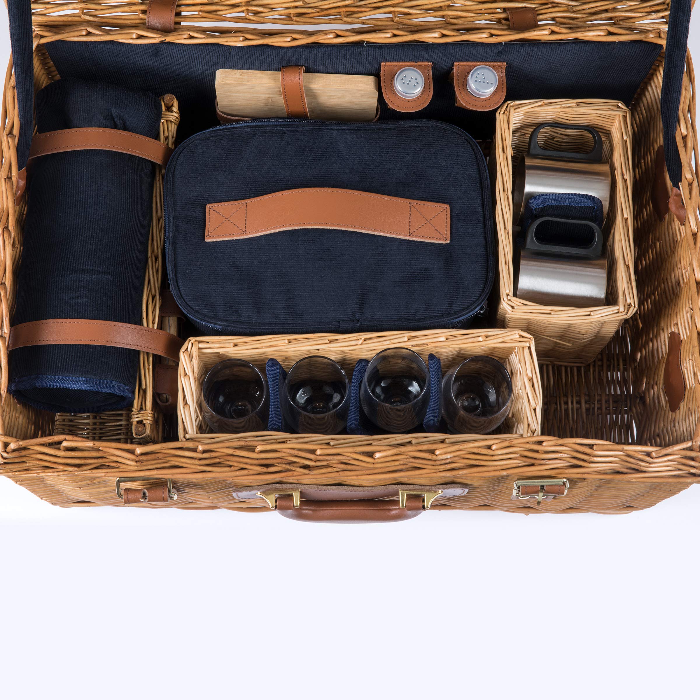 Picnic Time Windsor EnglishStyle Willow Picnic Basket with Deluxe Service for 4 Buy Online in