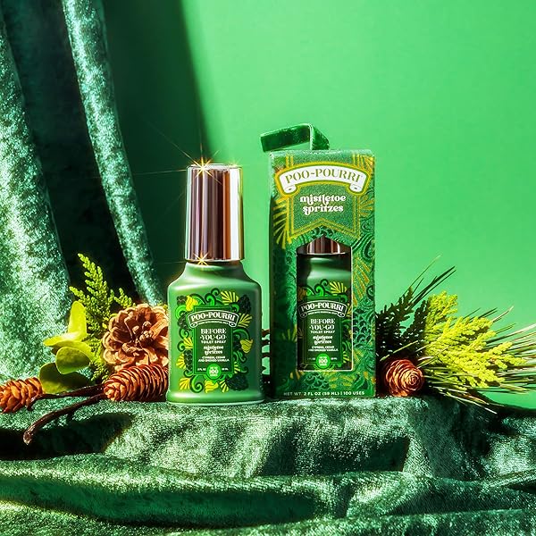 POO-POURRI BEFORE-YOU-GO TOILET SPRAY, MISTLETOE SPRITZES, 2 FL OZ – CYPRESS, CEDAR, AND SMOKED VANILLA