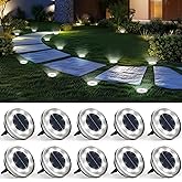 SOLPEX 10 Pack Solar Ground Lights Outdoor Waterproof, Solar Powered Pathway Lights, Landscape Lighting for Garden Walkway Driveway Backyard Decor (Cool White)