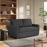 Serta Galway 66.5" Convertible Sleeper Loveseat, Full Size, Dreamcoil Comfort, FingerGuard Pinch Point Protection, Boucle Fabric, Charcoal
