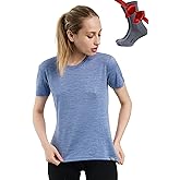 Merino.tech Merino Wool T Shirt Women - 100% Merino Wool Base Layer Women Short Sleeve Moisture-Wicking Tee and Hiking Socks