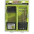 Ryobi A972101 21 Piece Titanium Drill Bit Set w/ Plastic Locking Storage Case and Foldout Rubberized Organization Solution