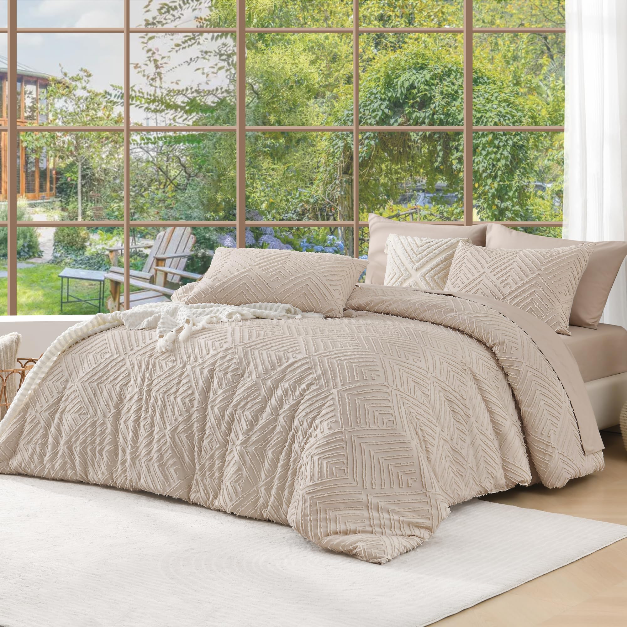 Photo 1 of **************MISSING PILLOW CASES**********************
Andency Khaki King Size Comforter Set, 3 Pieces Boho Soft Bedding Set & Collections, Farmhouse Tufted Fluffy Warm Bedding Comforter Sets for King Bed (1 Comforter 104x90In, 2 Pillowcases)