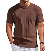 COOFANDY Men's T-Shirts Short Sleeve Knit Shirts Casual Crewneck Ribbed Dress Tee Shirt
