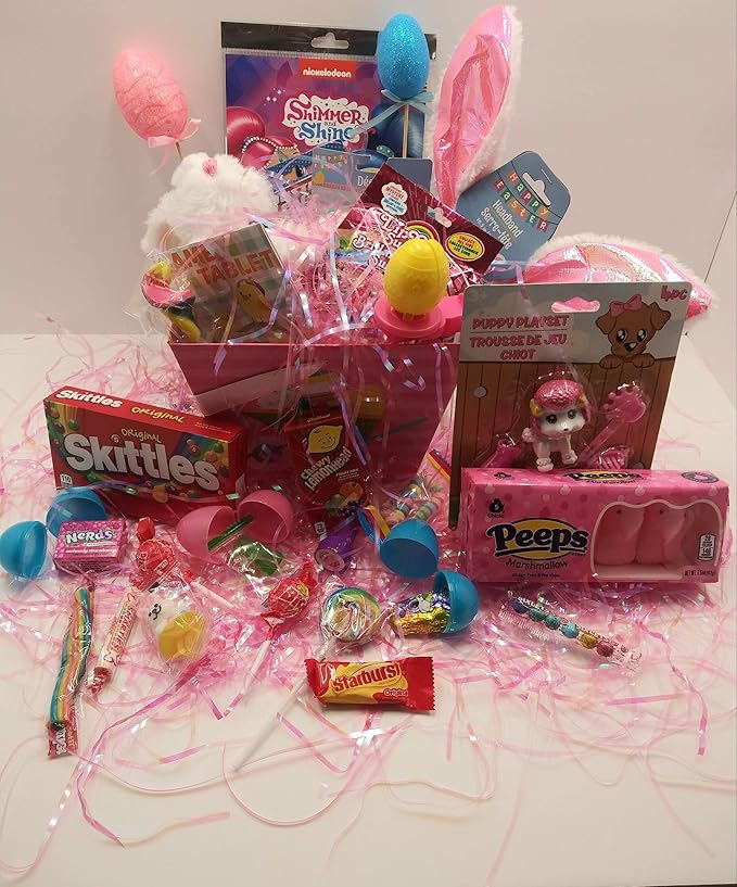 DIY Happy Easter Gift Basket Pink Bunny Ears