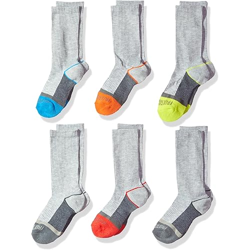 Fruit of the Loom Boys' 6-Pair Half Cushion Crew Socks