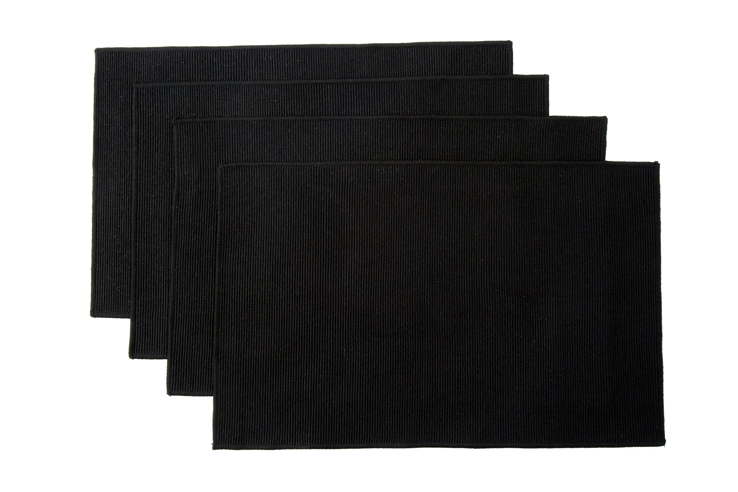 WOOD MEETS COLOR Cotton Table Placemats Set of 4 Woven Braided Ribbed