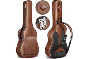 CAHAYA Guitar Case Acoustic Bag - 0.8in Thick Padding Guitar Gig Bag Waterproof PU Design for Easy Cleaning Fits 40 41 42in Acoustic Guitars Travel Acoustic Case with Adjustable Shoulder Straps