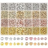 Redtwo 2300 Pcs Gold Spacer Beads Set, 6 Shapes Gold Beads for Friendship Bracelet Jewelry Making