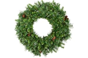 Vickerman 42" Cheyenne Pine Artificial Christmas Wreath with 360 PVC Tips - Indoor and Outdoor Use- Seasonal Holiday Decor - Featuring Pinecones for a Realistic Look