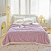 UKELER Sherpa Fleece Blanket 60 × 80 inch, Ultra Soft Twin Size Throw Blanket for All Season, Cozy Plush Butterfly Blankets for Bed Couch Sofa Office Camping, Purple