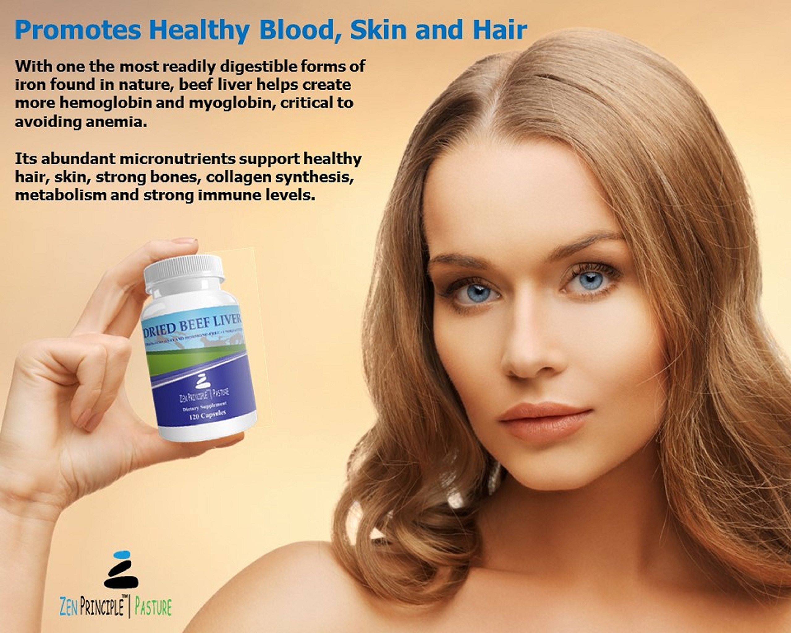 Ultra-Pure Desiccated Beef Liver, Grass-Fed, Pasture-Raised Cows. No Hormones or GMO. Natural Energy and Workout Boost from Iron, Amino Acids, Protein and Vitamins. 120 Capsules 750 Mg.