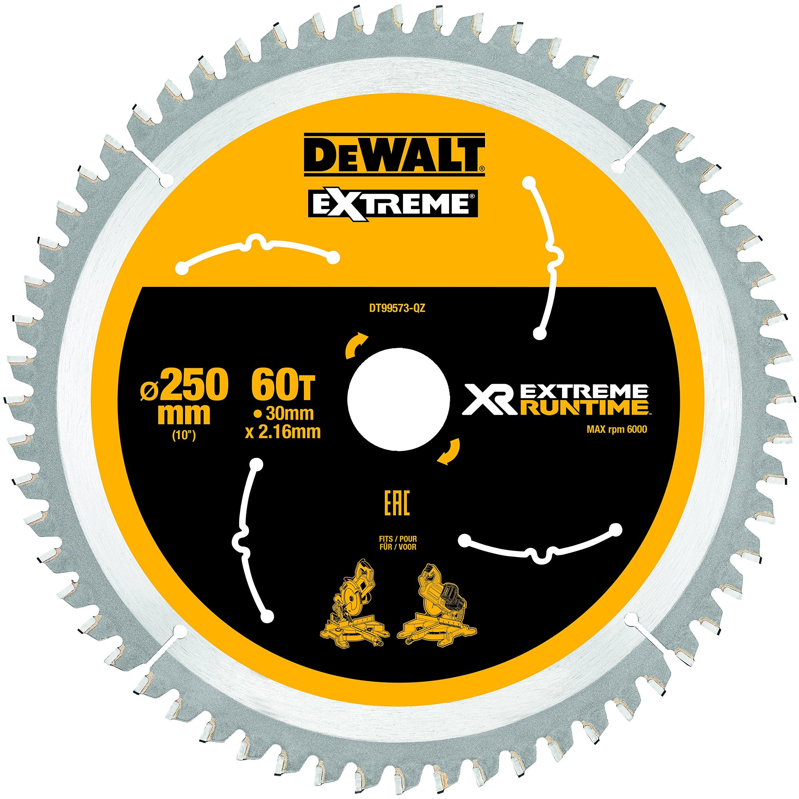 DEWALT DEWDT99573QZ Mitre Saw Blade, Black/Yellow, 250/30mm 60WZ/FZ