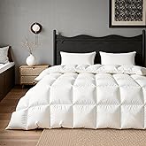 Goose Feather Down Fiber Comforters Queen Size, Extra Fluffy White Duvet Insert, Ultra-Soft, Breathable, Noiseless, All Season Hotel Luxury Collection Bedding Comforters 90"x90"