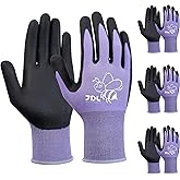 JDL 3 Pairs Nylon Nitrile Coated Gardening Gloves for Women, Touchscreen Yard Garden Gloves, Breathable Safety Work Gloves with Grip, Purple, Small