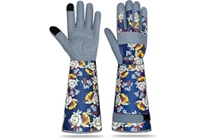 MERTURN Long Gardening Gloves for Women Thorn Proof Leather Garden Gloves Breathable Working Gloves for Women Yard Outdoor
